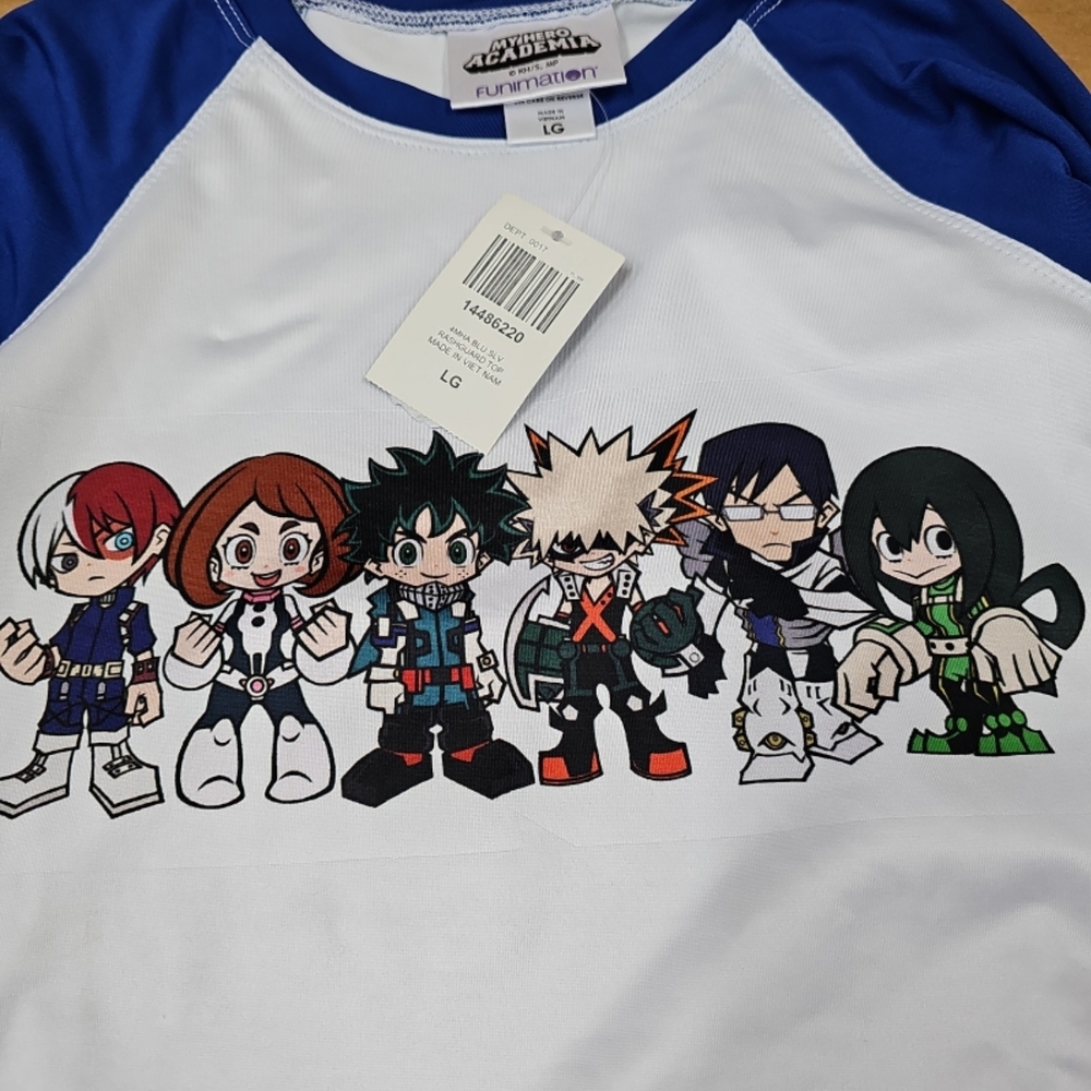 Funimation Kids Blue and White Character Long Sleeve Tee